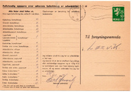68059 - Norwegen - 1947 - 25+10o Wappen GAKte "Arbeitskleidung" Als OrtsKte LARVIK - Lettres & Documents