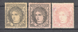 Sp139 1870 Spain Michel #97A,B,99 41.5 Euro 3St Mlh - Sonstige & Ohne Zuordnung