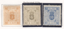 Sp608 1876 Iceland Service Stamp Crown Shield Perf 14X12.5 Michel #3B,5B 68 Euro #4B Undefined Price 3St Lh - Nuovi