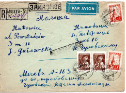 68089 - Russland / UdSSR - 1959 - 2@1Rbl Spasski-Turm MiF A R-LpBf MOSKVA -> KATOWICE (Polen) - Storia Postale