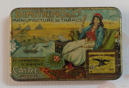 AC - DIMITRINO Co MANUFACTURE DE TABACS CAIRE EGYPTE CIGARETTE - TOBACCO EMPTY VINTAGE TIN BOX - Schnupftabakdosen (leer)