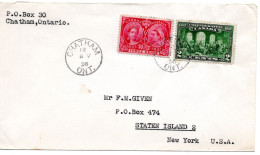 68105 - Kanada - 1956 - 3¢ Victoria Jubilee MiF A Bf CHATHAM ONT -> Staten Island, NY (USA) - Lettres & Documents