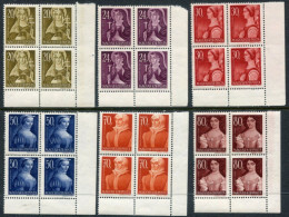 HUNGARY 1944 Famous Women Blocks Of 4 MNH / **.  Michel 754-59 - Neufs