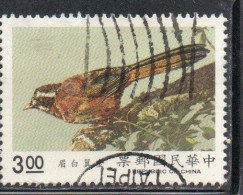 CHINA REPUBLIC CINA TAIWAN FORMOSA 1990 BIRD FAUNA BIRDS LAUGHING THRUSH 3$ USED USATO OBLITERE' - Oblitérés