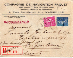 68154 - Frankreich - 1917 - 1F Säerin MiF A R-Bf MARSEILLE -> ANGOULEME - 1903-60 Säerin, Untergrund Schraffiert