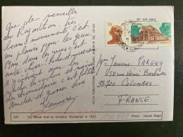 CP Pour La FRANCE TP SANCHI STUPA 5 00 + GANDHI 1 00 OBL.25 2 97 - Storia Postale