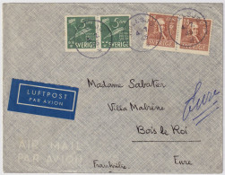 SUÈDE / SWEDEN - 1945 2xFacit F321aA & 2xF359A On Cover From MULLSJÖ To Bois-le-Roi, France - Briefe U. Dokumente