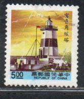 CHINA REPUBLIC CINA TAIWAN FORMOSA 1991 1992 LIGHTHOUSE 5$ USED USATO OBLITERE' - Usados