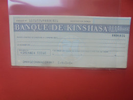 CONGO BANQUE De KINSHASA Chêque Années 70s - République Démocratique Du Congo & Zaïre