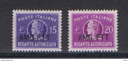 TRIESTE  A:  1949/52  RECAPITO  AUTORIZZATO  -  S. CPL. 2  VAL. N. -  SASS. 4/5 - Fiscale Zegels