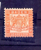 1865 Baden Michel N° 22b - Postfris