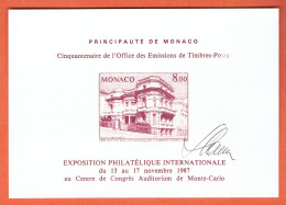 31P - Doc Monaco Expo Internationale 1987 - Signature Du Dessinateur Du Timbre - Lettres & Documents