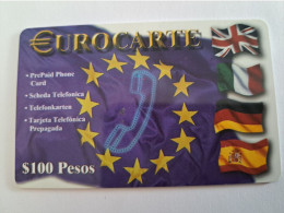 MEXICO $ 100 PESOS   PREPAID WORLD FONE WORLD/ THICK CARD    /  FLAGS      ** 13963** - Mexique