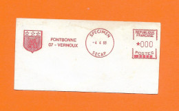 EMA SPECIMEN FRANCE Armoirie Blason Wappen Cost Of Arm Fontbonne 07 Vernoux 1969 - Autres & Non Classés