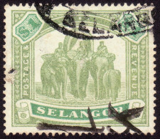 SELANGOR 1895 $1 Elephant High Value Sc#36 - FISCAL USED @TE21 - Selangor