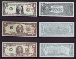 China BOC Bank (Bank Of China) Training/test Banknote,United States B Series 7 Different Dollars Specimen Overprint - Sets & Sammlungen