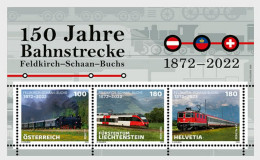 LIECHTENSTEIN 2022 TRANSPORT Locomotives TRAINS (Joint Issue) - Fine S/S (All Countries) MNH - Unused Stamps