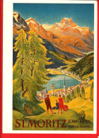 ZVS-36  St.Moritz  Engadin Litho De Plakat St. Moritz 1930 Von Carl Moos.  Gelaufen.  - Saint-Moritz