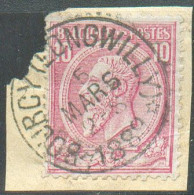 N°46 - 10 Centimes Carmin, Oblitération Sc Relais De BOURCY (LONGWILLY) * 25 Mars 1889 - 21360 - 1884-1891 Leopold II