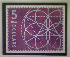 United States, Scott #5701, Used(o), 2022, Floral Geometry, $5, Silver And Violet - Gebraucht