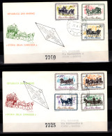 SAN MARINO - 1969 2 X FDC - Mi.929-935, Old Carriages (BB045) - Briefe U. Dokumente