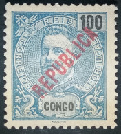 CONGO - 1914 - D.CARLOS I, COM SOBRECARGA "REPUBLICA" - CE117 - Portuguese Congo