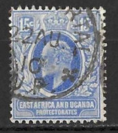 K.U.T..." EAST AFRICA & UGANDA.."....KING EDWARD VII...(1901-10..)...." 1907.."....15c.....SG39....CDS......VFU. - Herrschaften Von Ostafrika Und Uganda