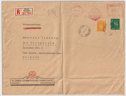 FINLAND - 1948 - Special NOKIA 50th Anniversary Franking Mark (2400p) + Facit F305 & F315 On Registered Cover To Germany - Storia Postale