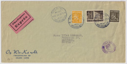 FINLAND - 1945 - Facit F225, 267 & 269 On Censored Air Mail Special Delivery (Exprès) Cover To LANGEBRO, Sweden - Storia Postale