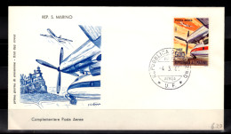 SAN MARINO - 1965 FDC Mi. 829, Airmail. Aeroplane  (BB054) - Storia Postale