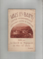 Vals Les Bains 1931 Station Hydrominérale Comité Propagande Ardèche Liste Hôtels Villas Maisons Meublées - Auvergne