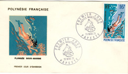 F P+ Polynesien 1971 Mi 131 FDC Taucher - Lettres & Documents