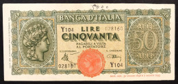 50 LIRE ITALIA TURRITA 10 12 1944 Sup Scritta In Alto OTTIMO BIGLIETTO  LOTTO 2920 - 50 Lire