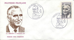 F P+ Polynesien 1976 Mi 209 FDC Pompidou - Cartas & Documentos