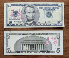 China BOC Bank (Bank Of China) Training/test Banknote,United States C-1 Series $5 Dollars Note Specimen Overprint,used - Collections