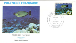 F P+ Polynesien 1981 Mi 322 FDC Fisch - Covers & Documents