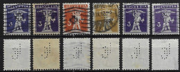 Switzerland 1912/1942 6 Stamp With Perfin LC Small Weave By AG Leu & Co. A Bank In Zurich Lochung Perfore - Perforés