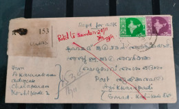 INDIA 1964 MAP Series 5p + 75p Stamps Franked On Registered COVER, NICE CANC ON FRONT & BACK, As Per Scan - Brieven En Documenten