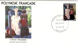 F P+ Polynesien 1982 Mi 354 FDC Folklore - Covers & Documents