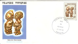 F P+ Polynesien 1985 Mi 418 FDC Tiki - Covers & Documents