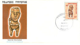 F P+ Polynesien 1985 Mi 420 FDC Tiki - Covers & Documents