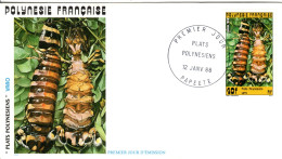 F P+ Polynesien 1988 Mi 495 Krebse - Covers & Documents