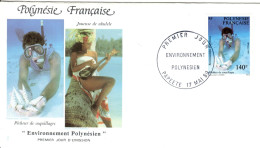 F P+ Polynesien 1989 Mi 531 FDC Muscheltaucher - Covers & Documents