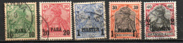 Col33 Levant Bureaux Allemands  1900 N° 11 à 13 + 15 & 16 Oblitéré Cote : 21,50€ - Levante