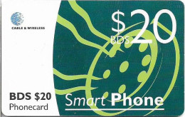 Barbados - C&W (Chip) - Green Smart Phone (With Message ''Inside This Side Up''), Gem5 Red, 2000, 20Bds$, Used - Barbades