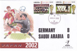 Liberia 2002 Cover: Football Fussball Soccer Calcio; FIFA World Cup Korea Japan; Germany - Saudi Arabia Team Photos - 2002 – Corea Del Sud / Giappone