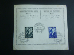 1937 456/457 HK/Card Souvenir** :  Muziekfonds Koning Elisabeth / Fondation Musicale Reine Elisabeth - ....-1951