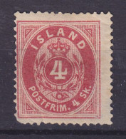 Iceland 1873 Mi. 3 A, 4 Skilling Karmin Ziffer Mit Krone Im Oval Perf. 14x13½, MNG(*) (Cote 160€) (2 Scans) - Nuovi