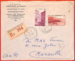 Aa0990 - MONACO - Postal History - REGISTERED COVER To FRANCE  1942 - Brieven En Documenten