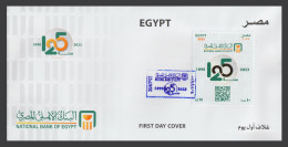 Egypt - 2023 - FDC - 125th Anniv. Of National Bank Of Egypt - Golden Print - Lettres & Documents